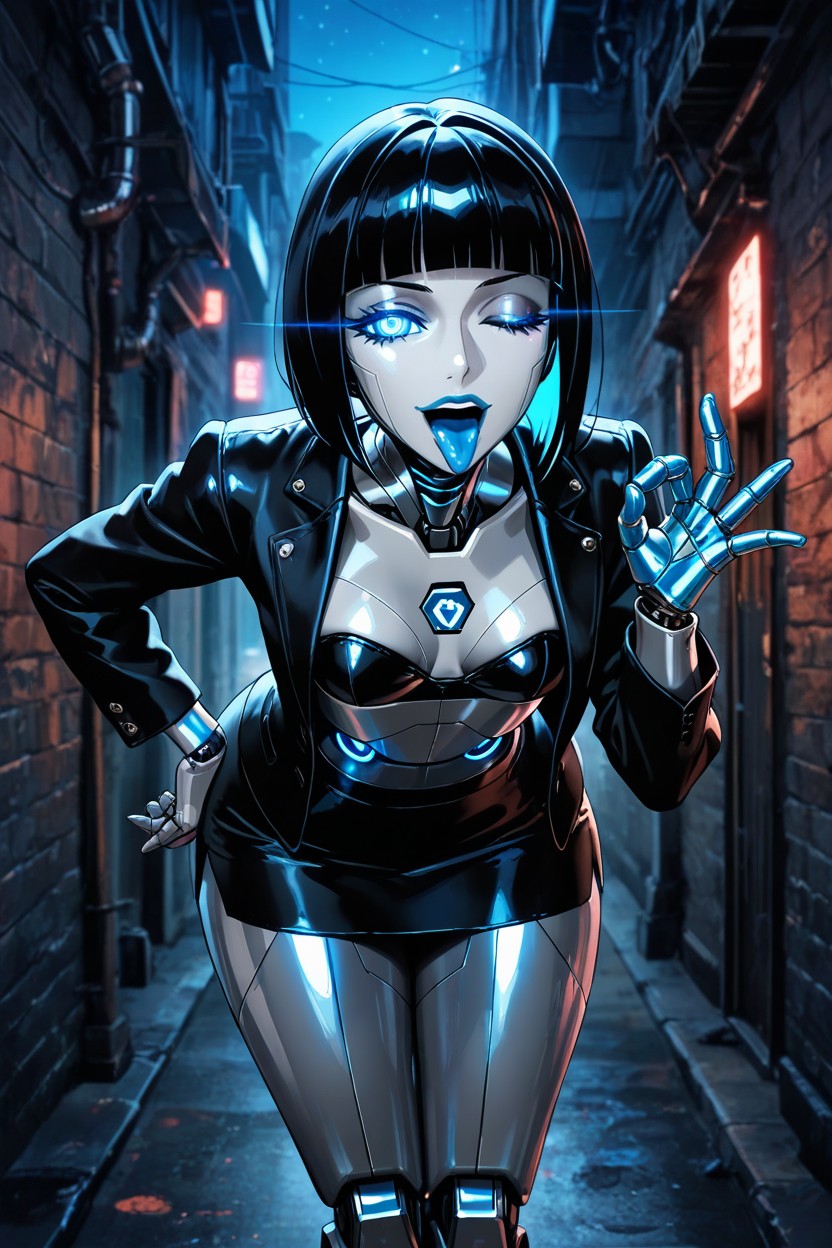Black Miniskirt, Neon, Slutty Hentai KI Porno