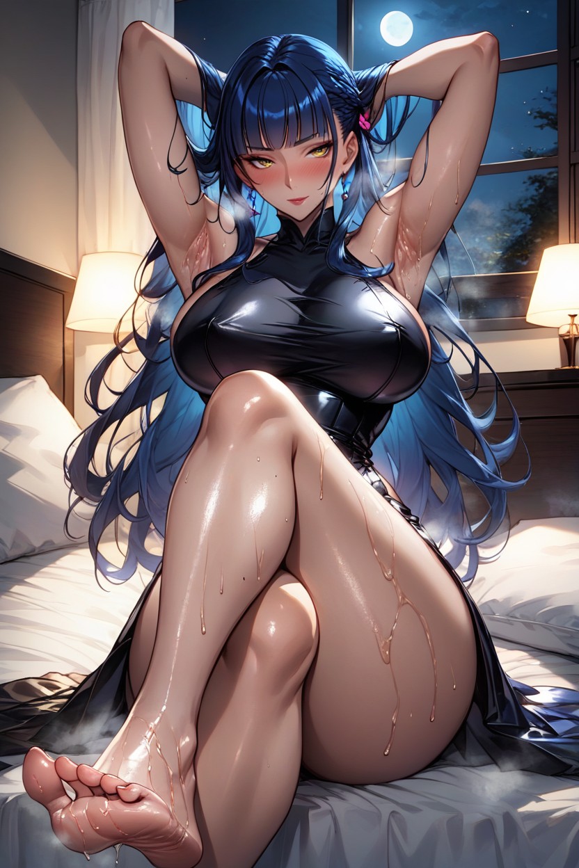 Tall, Shiny Skin, シルクドレス ヘンタイAIポルノ
