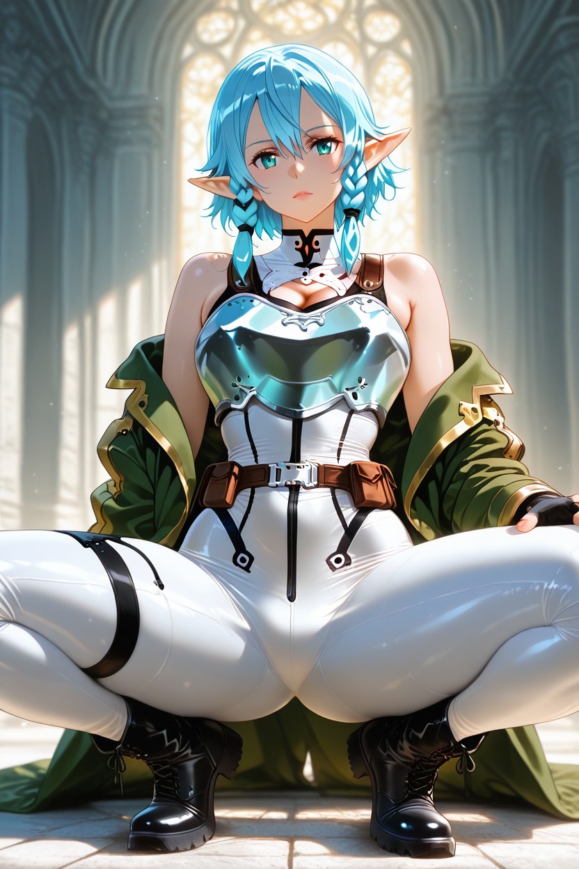 Form Fitting Upper Design, Black Ankle Boots, Pale Inner Ears Hentai AI Porn