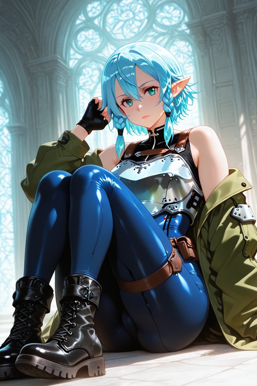 Athletic Build, Long Side Bangs, Clean Lineart Hentai IA