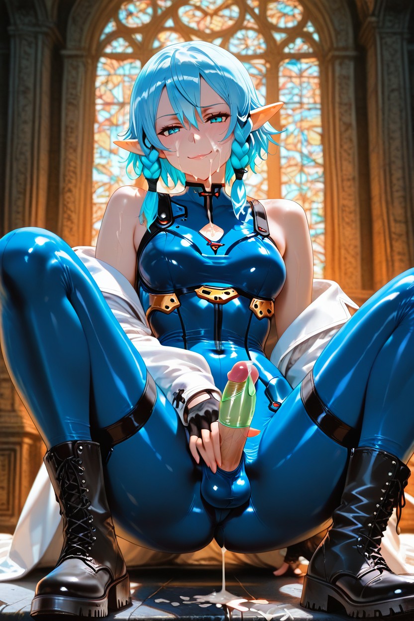 Expresión Arrogante, High Waist, Black Ankle Boots Hentai IA