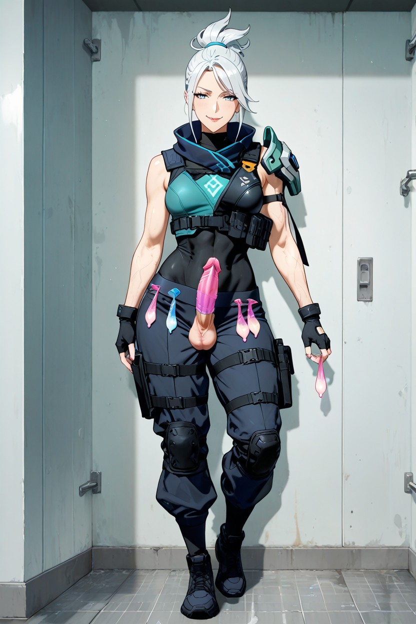 Long Side Bangs, Lightweight Shoulder Pads, Messy Top Knot Hairstyle Hentai AI Porn