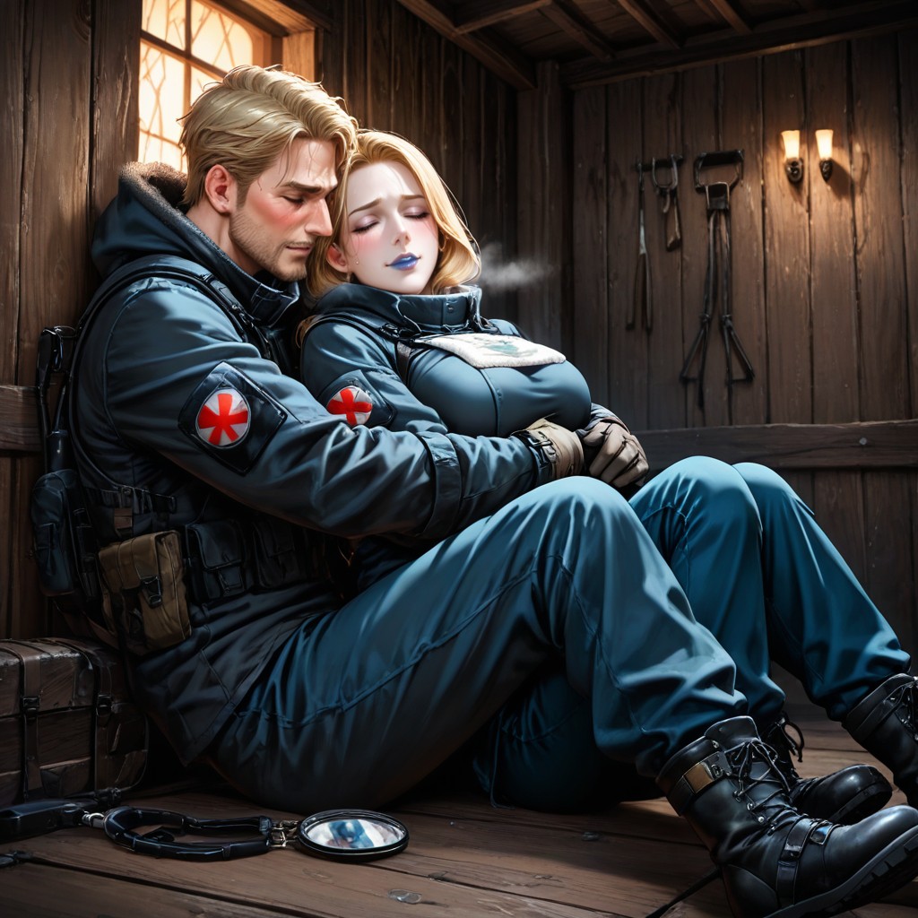 Shivering Visible, Man And Woman In Full Winter Expedition Gear, Male And Female Porno IA Hentai