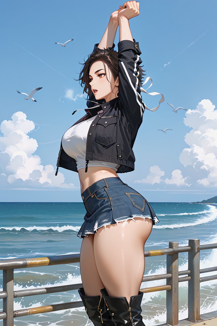 Anatomically Accurate, Black Hair, Boyish Porno IA Hentai