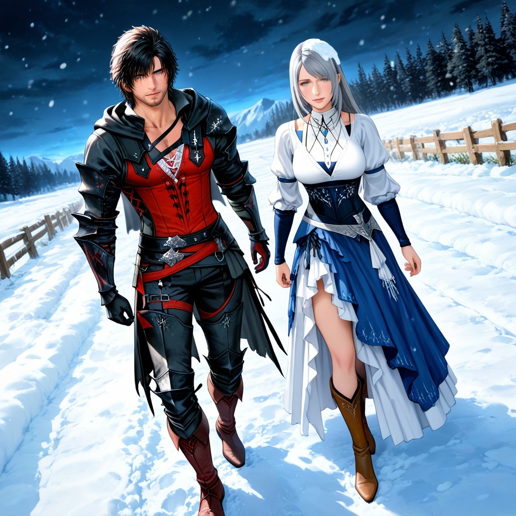 Thigh-high Blue And Brown Boots, Calves Visible, Woman Is Jill Warrick From Final Fantasy Xvi AI黃漫