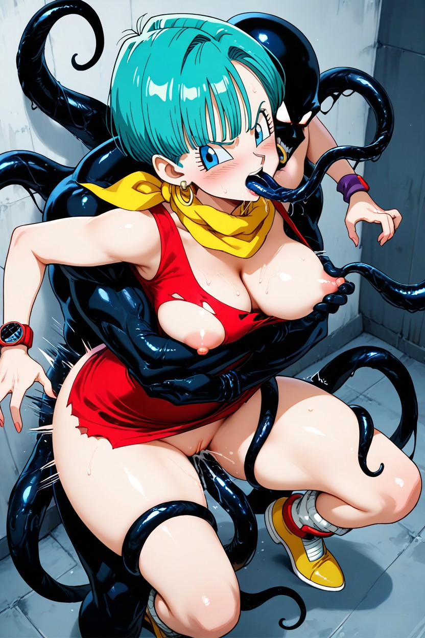 Square Neckline, Pinching Nipples, Arms Locked Around Neck ヘンタイAIポルノ