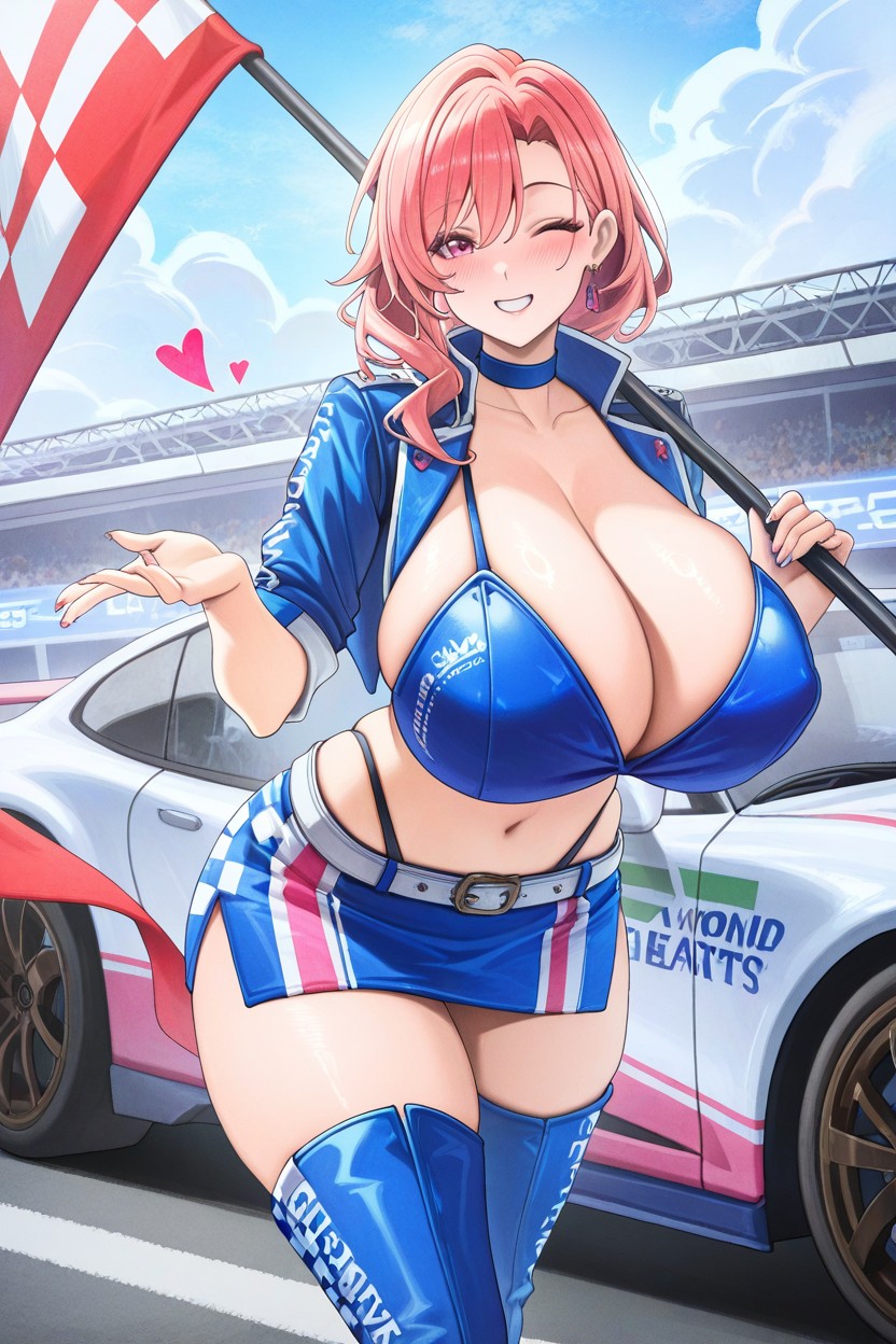 Race Queen, Massive Boobs, Choker Hentai AI Porn