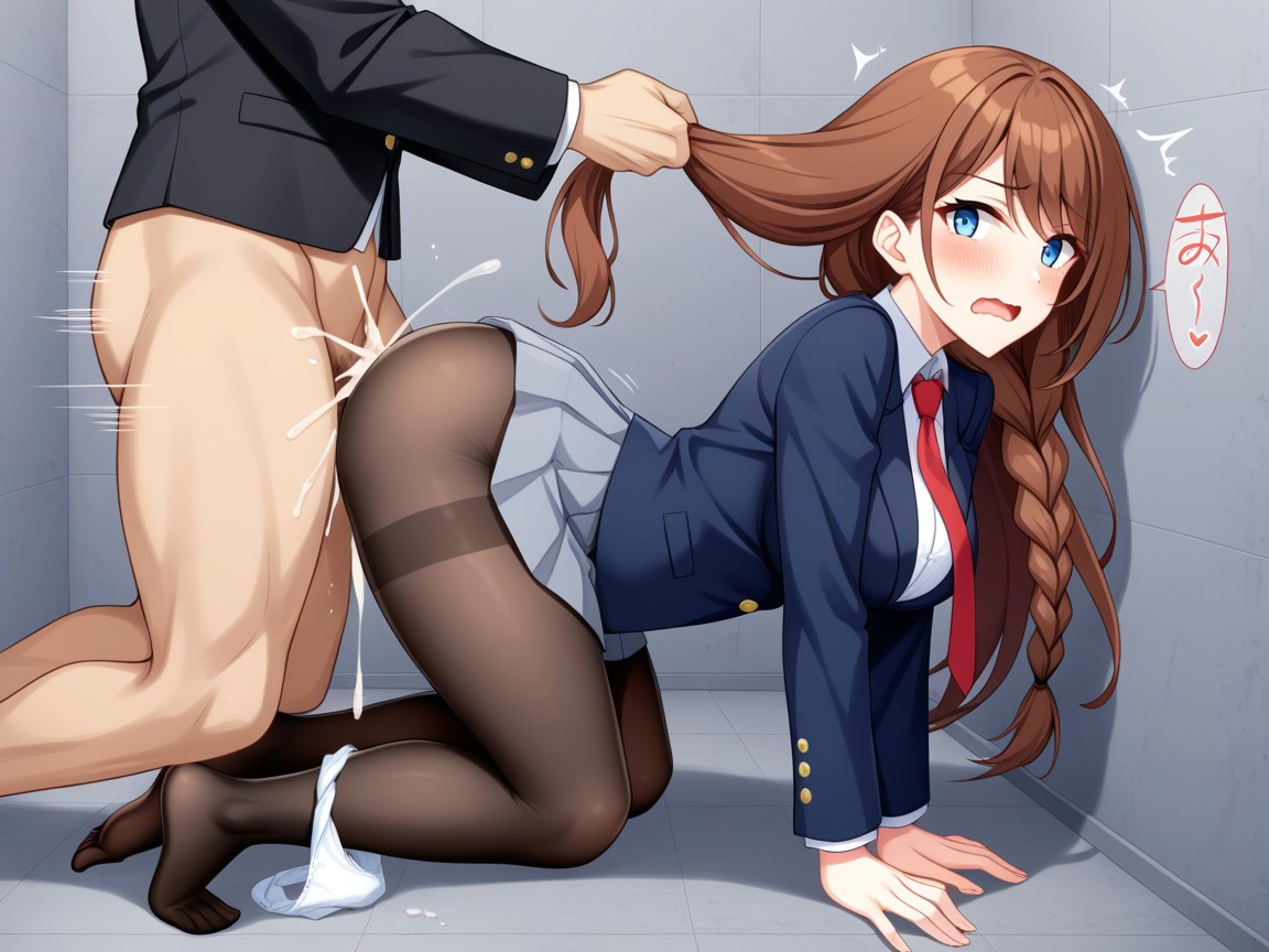 Side-swept Bangs, Red Necktie, Motion Line Hentai AI Porn