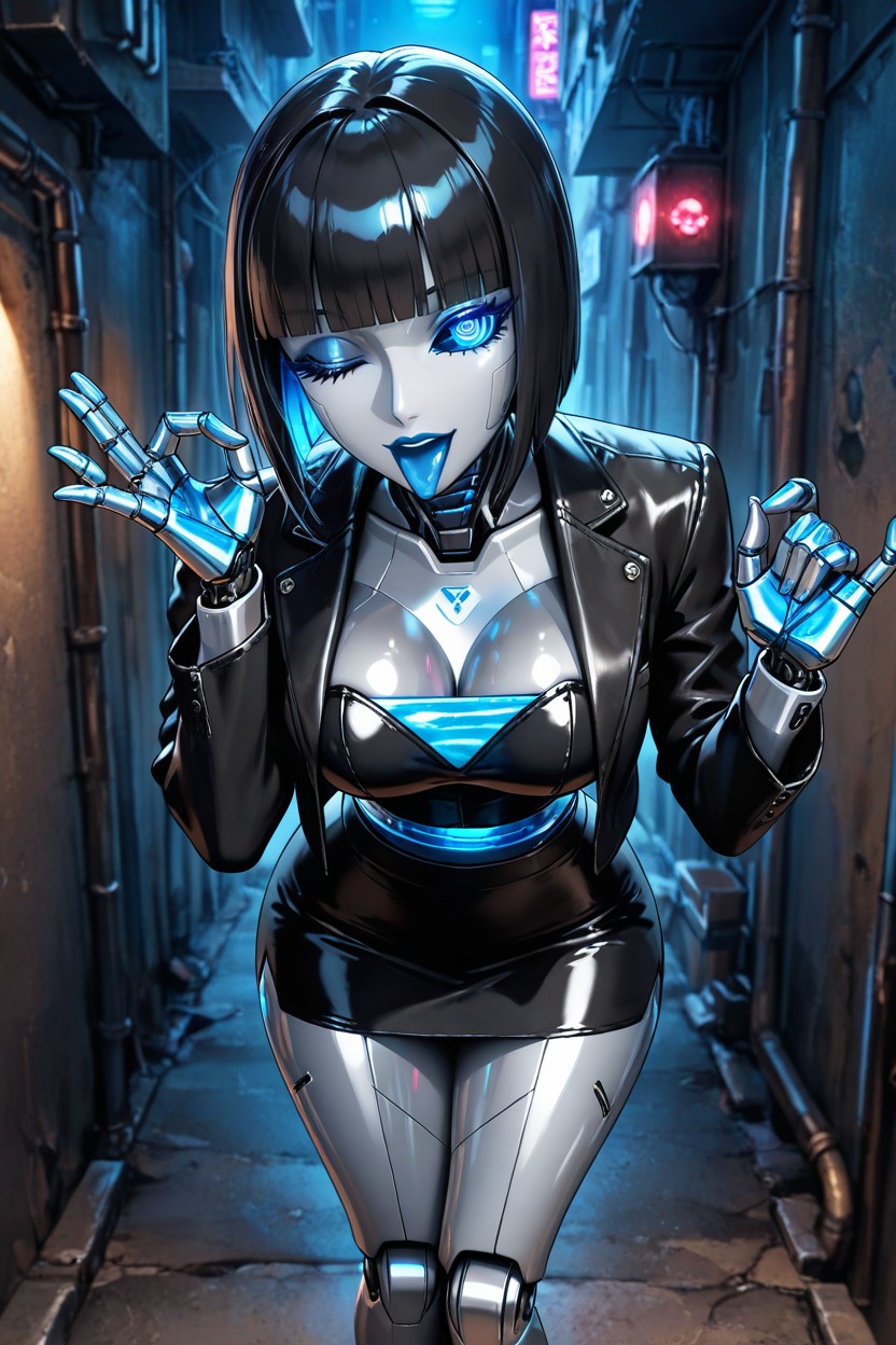 Barcode, Hourglass Figure, Blue Lipstick Hentai IA