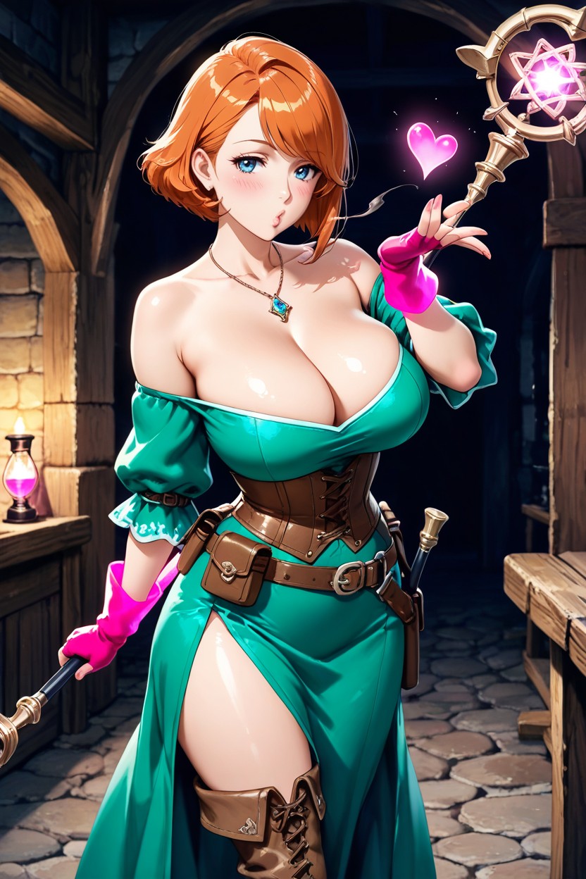 Necklace, Blowing A Kiss, Adventurer Mage Gear Hentai AI Porn
