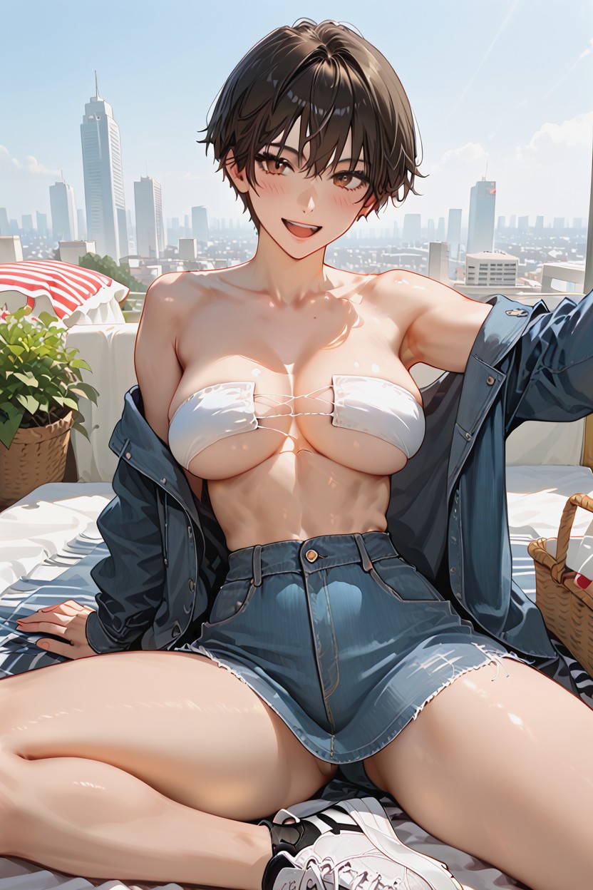 Midriff Visible, Sandwich, Sundress With Slit Hentai AI Porn