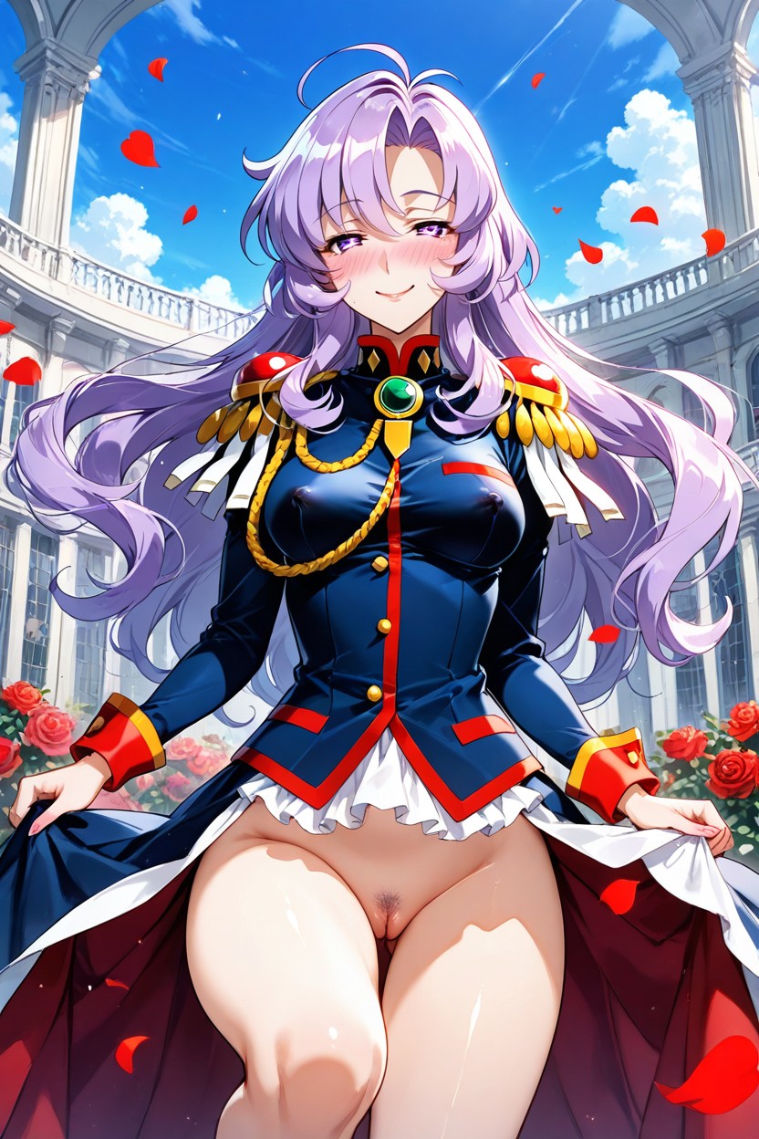 Exposed Pussy, Small Breasts, Circular Trees Hentai AI Porn