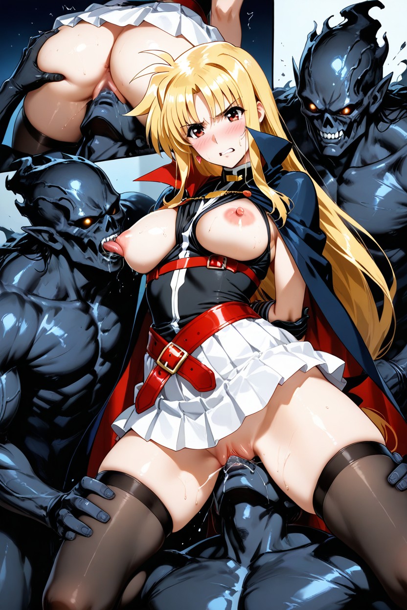 Exposed Pussy, Black Monster Sucking Breasts, Head Tilt Hentai IA