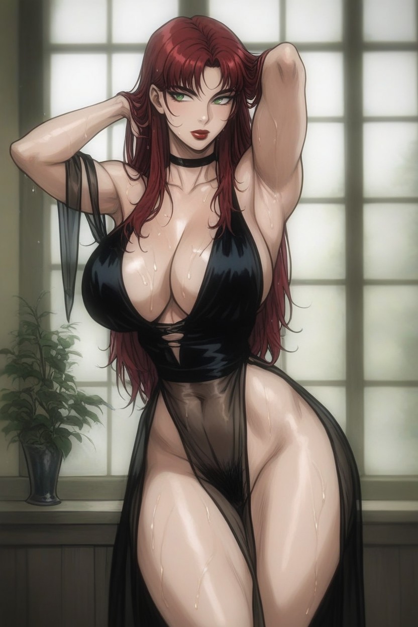 Thighs In Frame, Long Hair, Red Hair Hentai IA