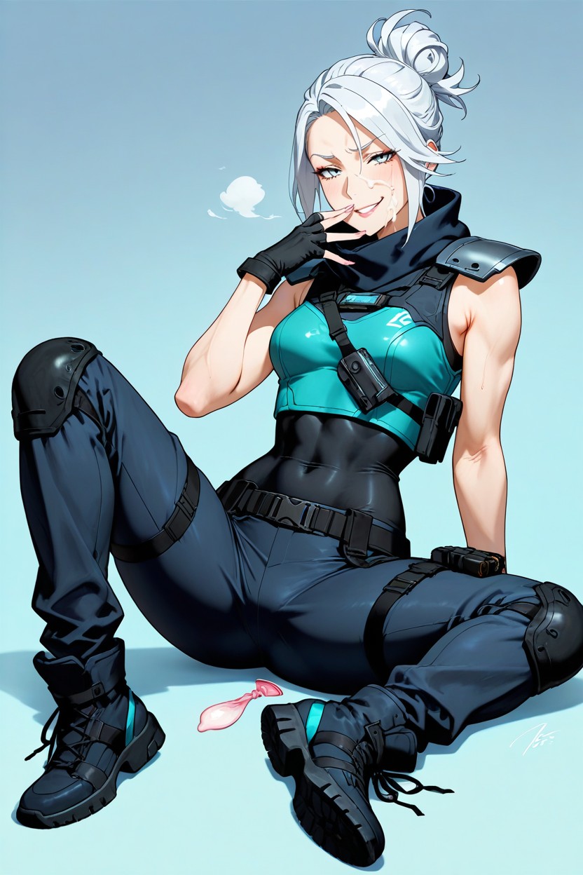 Cuerpo Completo, Sharp Confident Eyes, Dark Fitted Pants Hentai IA