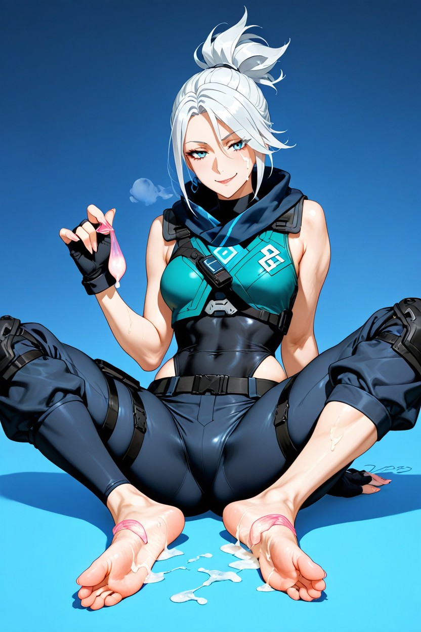 Anime Game Art Style, Cum On Soles, Sitting Down Legs Spread Hentai AI Porn