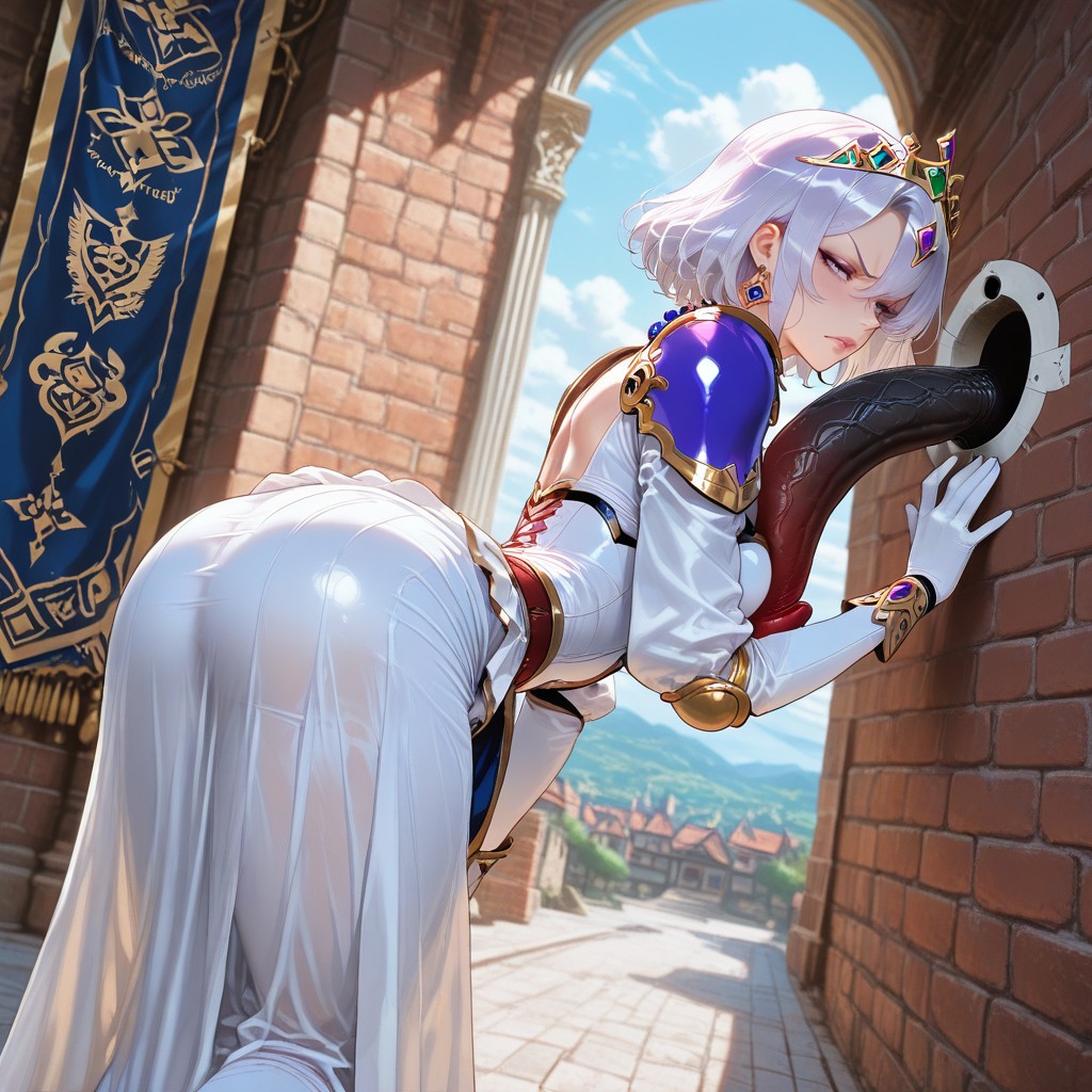 Outside Village Square, Cock Between Breast, Embroidered Kings Logo Hentai IA