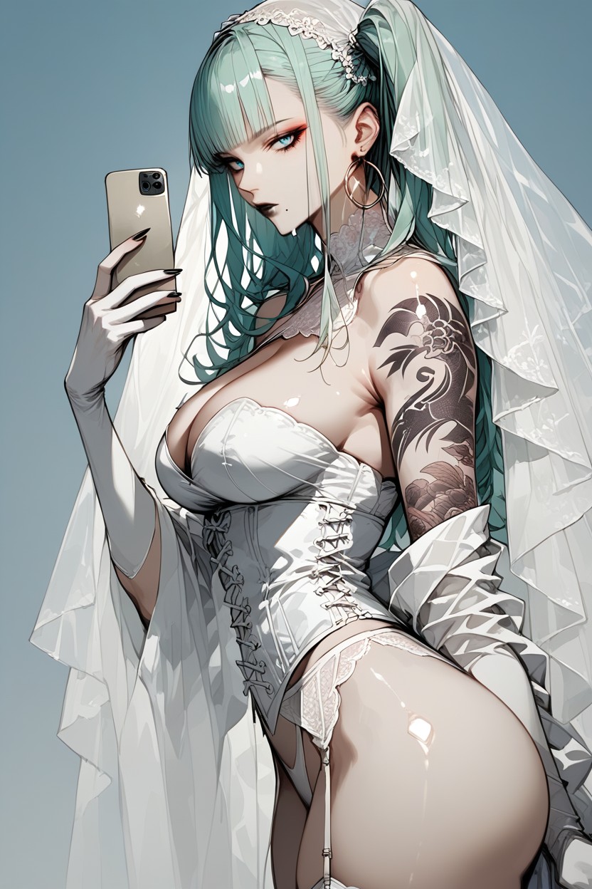 Pale Skin, Front View, Mirando Al Espectador Hentai IA