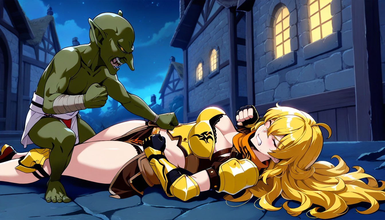 In Medieval Village, Dünn, Female Taller Than Goblin Hentai KI Porno