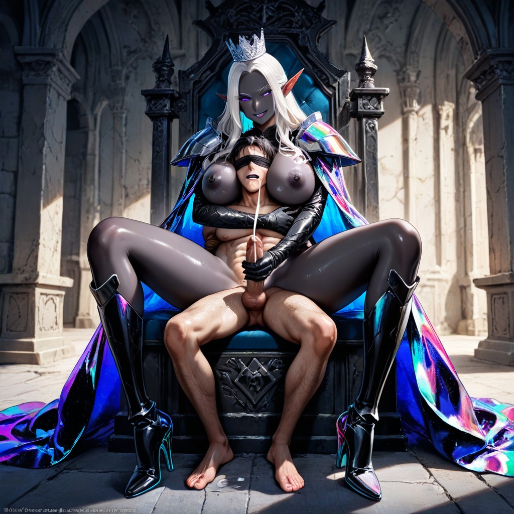 Soft Ambient Lighting, Fit Body, Black Skin With Iridescent Sheen Hentai AI Porn