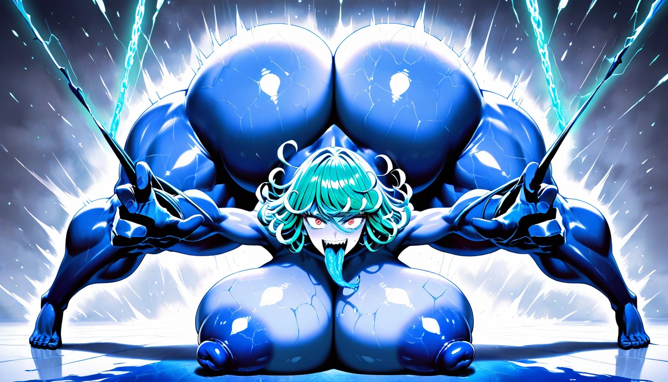 Muslos Gruesos, Hyper Long Pelvis Separating Legs, Brazos Extendidos Hentai IA