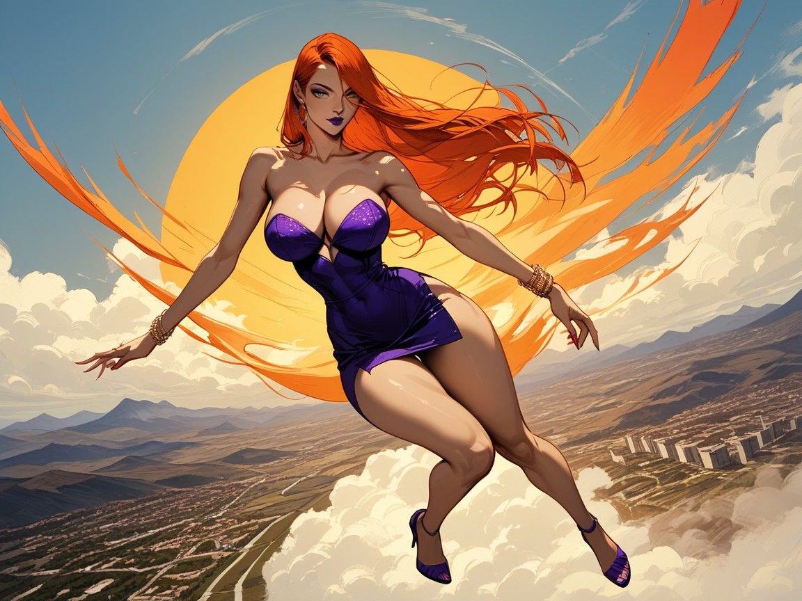 Ginger, Mountains, Flying In The Sky Hentai AI Porn