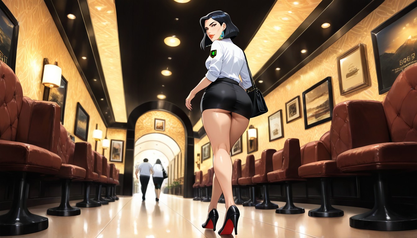 後視圖, Has Black Handbag, 下視角 動漫AI成人