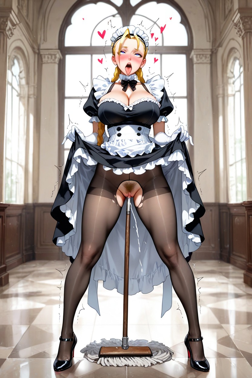 Maid Headband, Exposing Her Breasts, French Maid Costume ヘンタイAIエロ