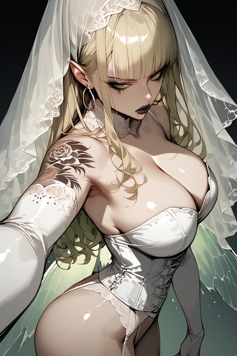 Thick Thigh, Hoop Earrings, White Garter Belt Hentai AI Porn
