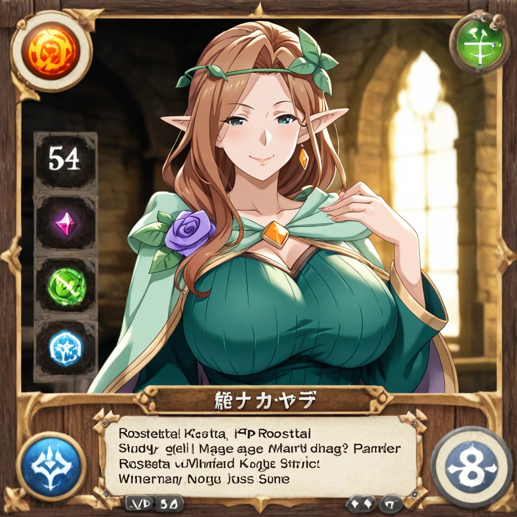 Female Elf Mage, Skill Icons And Equipment Slots, Mp Hentai AI Porn