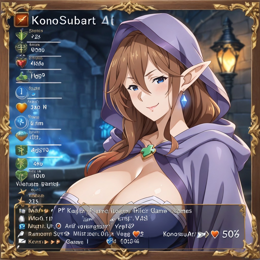 Skill Icons And Equipment Slots, Hp, Konosuba Art Style Hentai AI Porn
