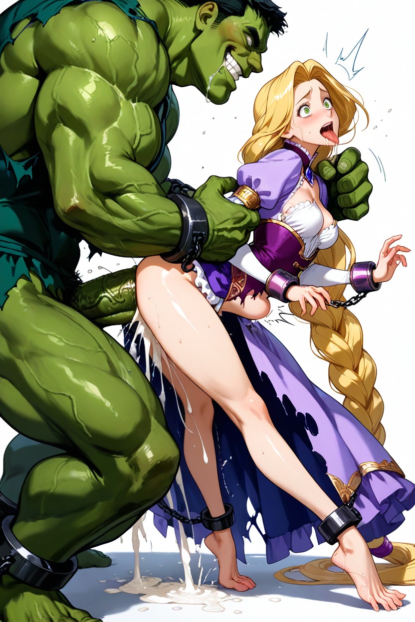 Full Lips, Dynamic Movement, Fucked By Green Hulk Twice Her Height Hentai AI Porn