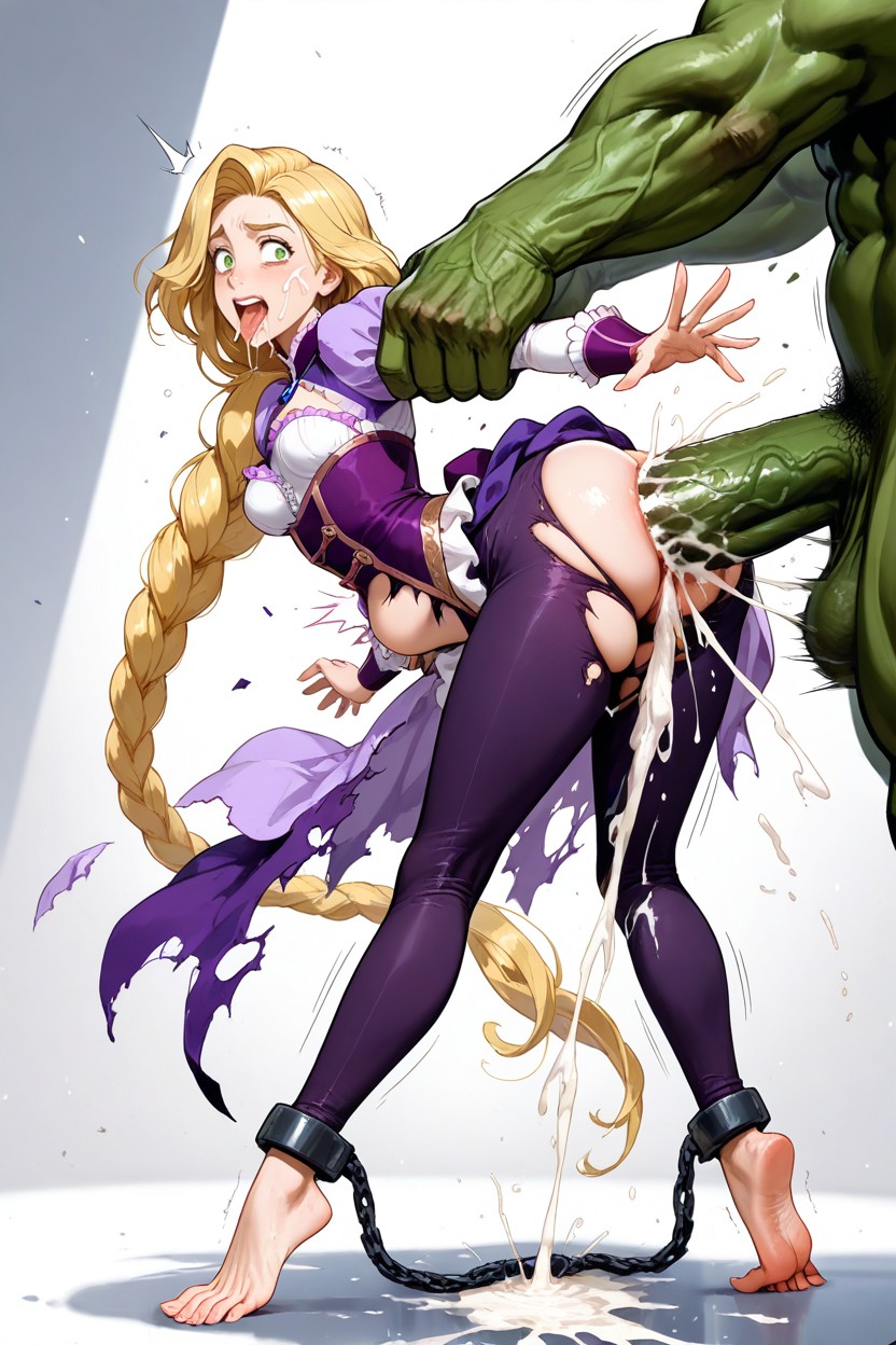 Canonical Purple Princess Outfit, Small Breasts, V-shaped Body Hentai AI Porn