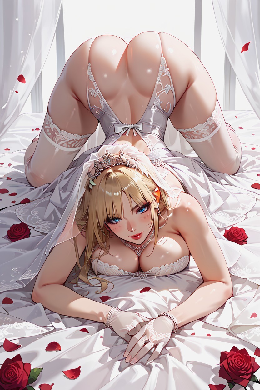 Front View, Garterbelt And Stockings, Hourglass Figure Hentai IA