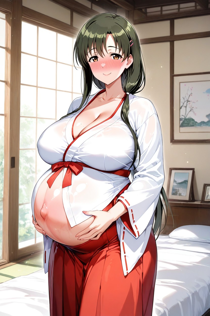 Large Waist, Shrine Maiden Outfit, Looking At Viewer Hentai AI Porn