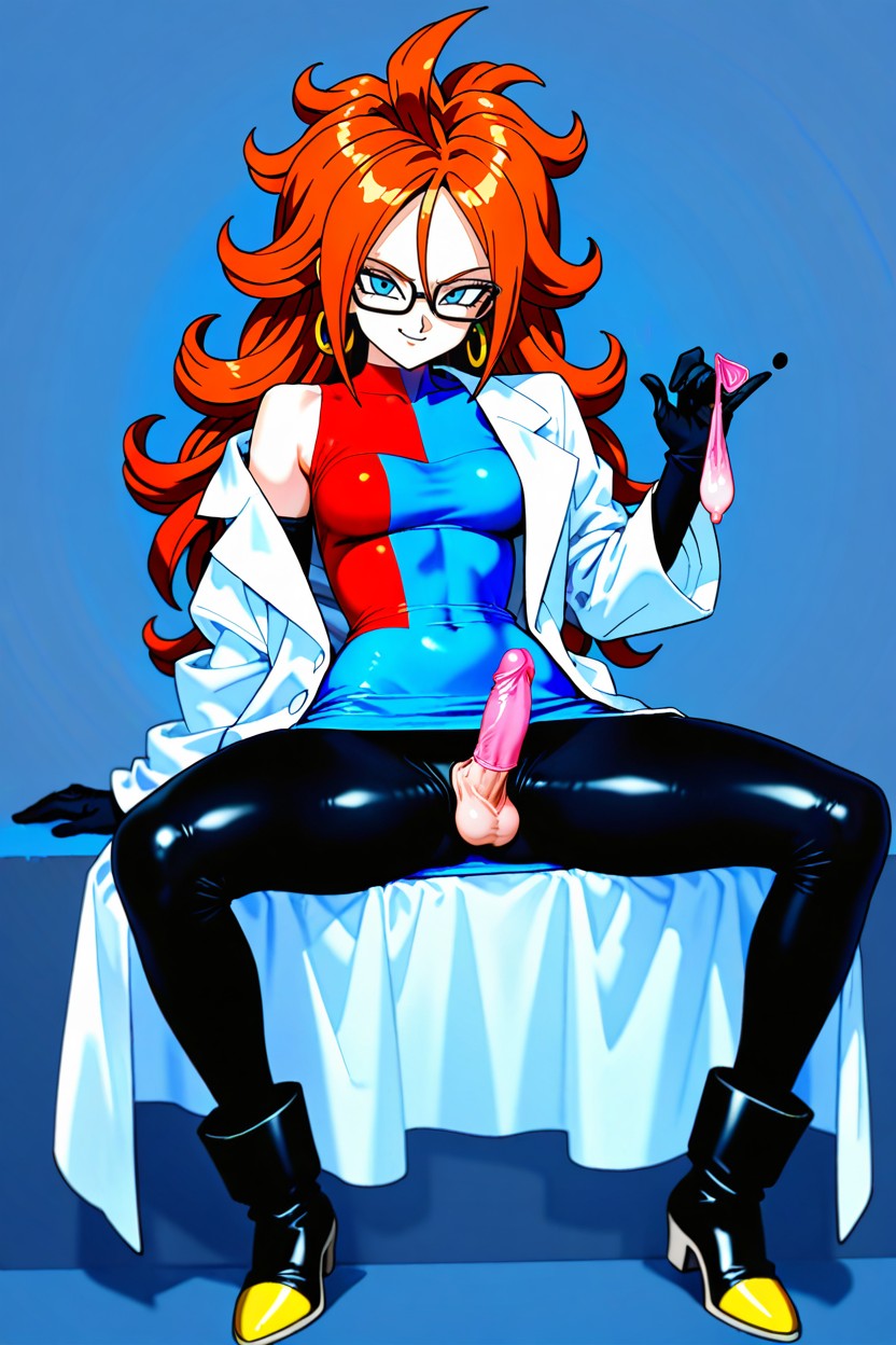 Long Voluminous Auburn Hair, Used Condom Belt, Android From Dragonball Hentai AI Porn