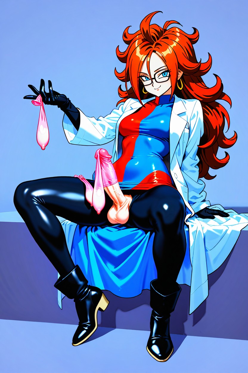 Rectangular Black Glasses, Blue And Red Panels, Sharp Intelligent Eyes Porno IA hentai