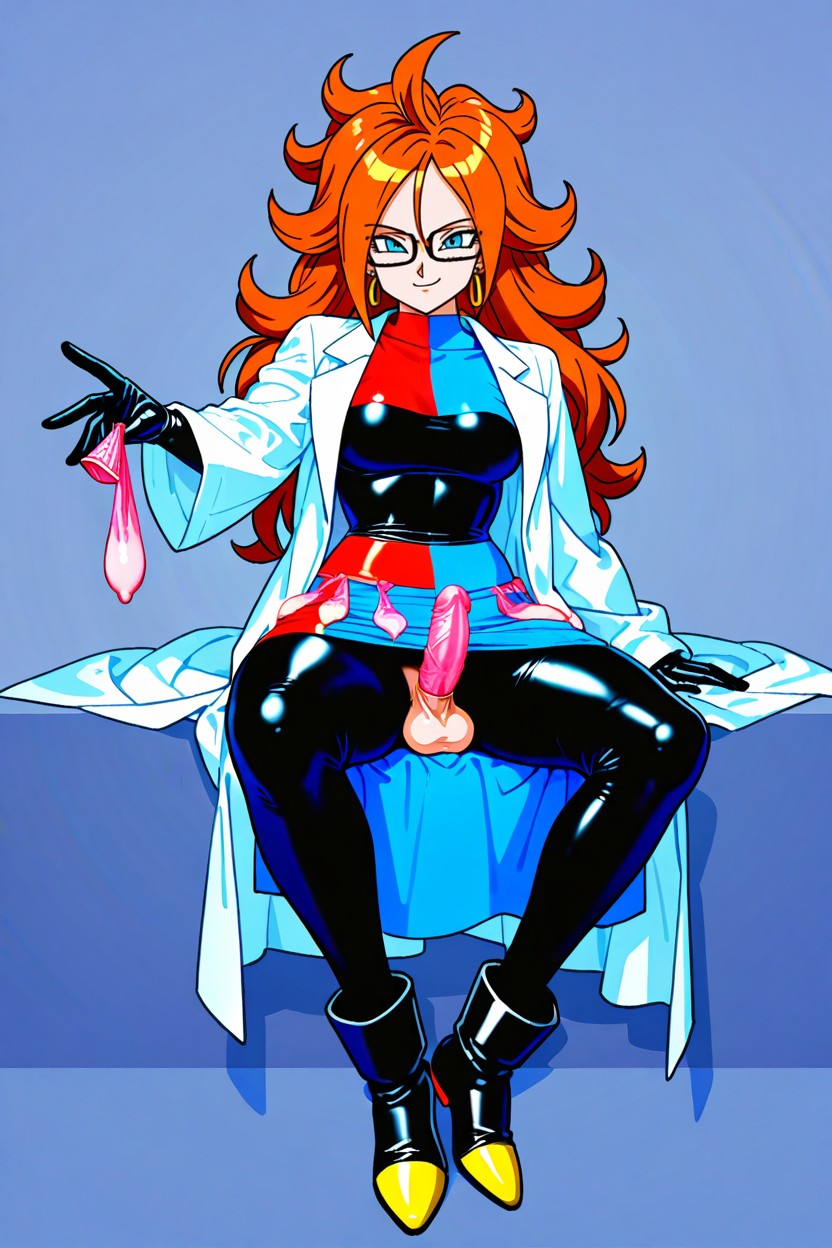 Poniéndose Condón, Blue Eyes, Black Gloves Extending To Mid Forearm Tight Sleeveless Dress Hentai IA