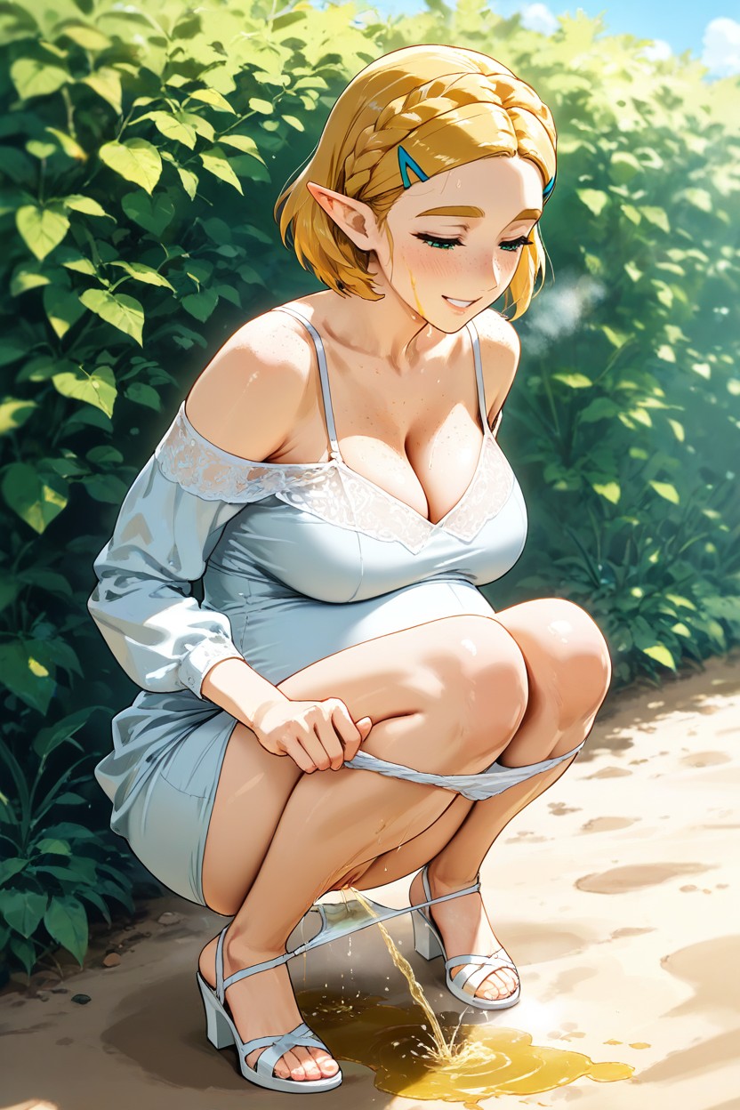 Medium Breast, Gentle, Under A Bush Hentai AI Porn