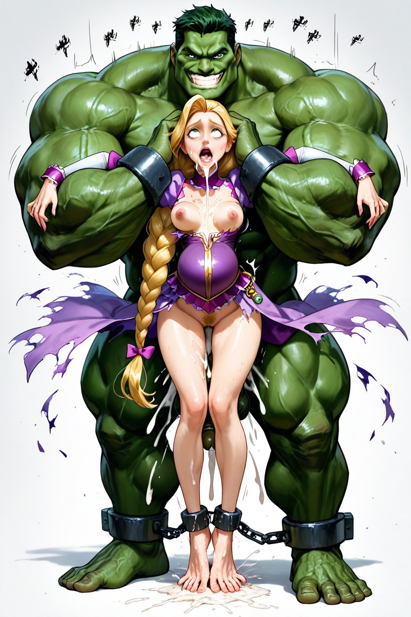 Head Tilted Back, Legs Spreaded Dangling, Smooth Knees Hentai IA