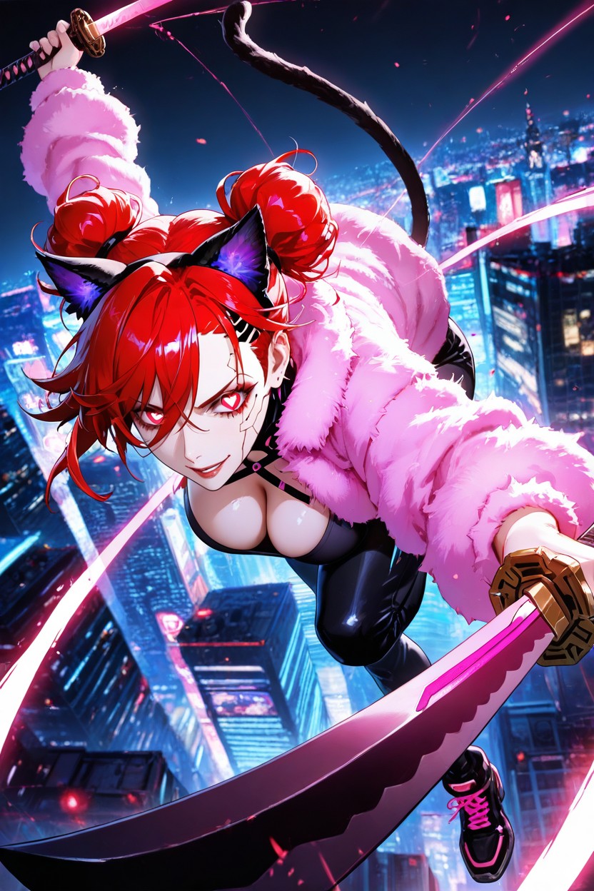 25+, Red Eyes, Pelo Rojo Hentai IA