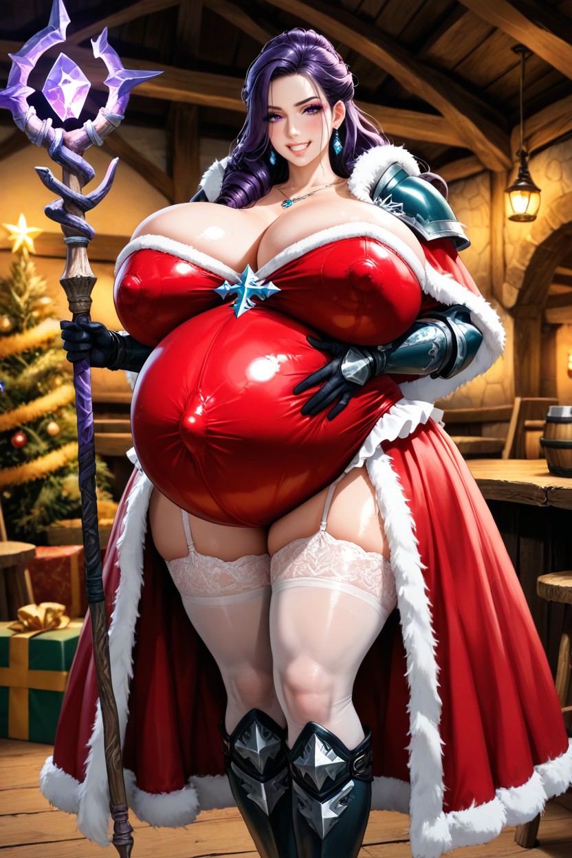 Christmas, Heavily Pregnant, Puffy Bimbo Lips Hentai AI Porn