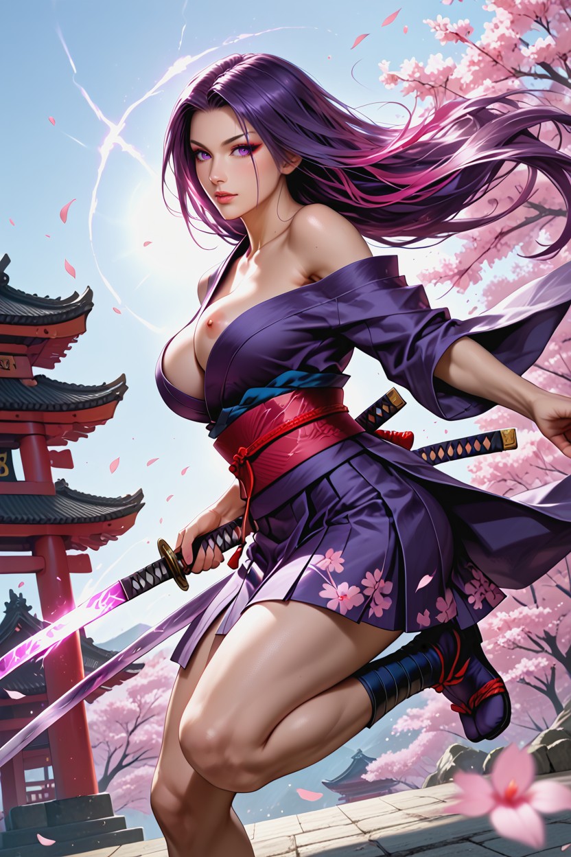 Psylocke From Marvel, Detailed Hair, Focused Expression Samurai Armor Hentai AI Porn
