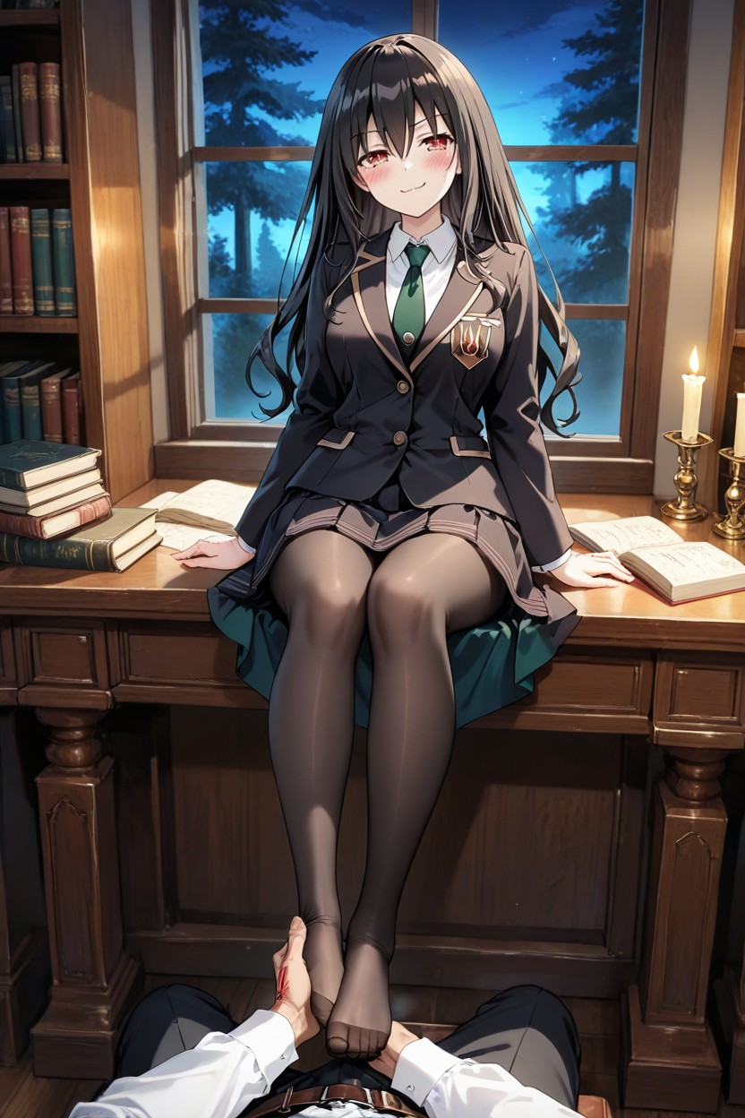 Full Body View, Open Black Blazer, Solo Hentai AI Porn