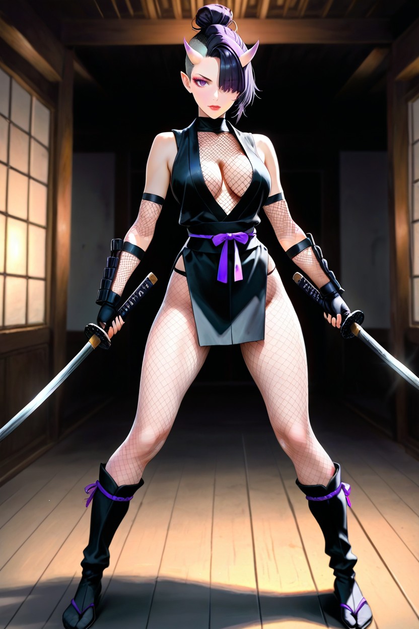 Fishnet Pantyhose, Dark, Athletic Body Hentai AI Porn