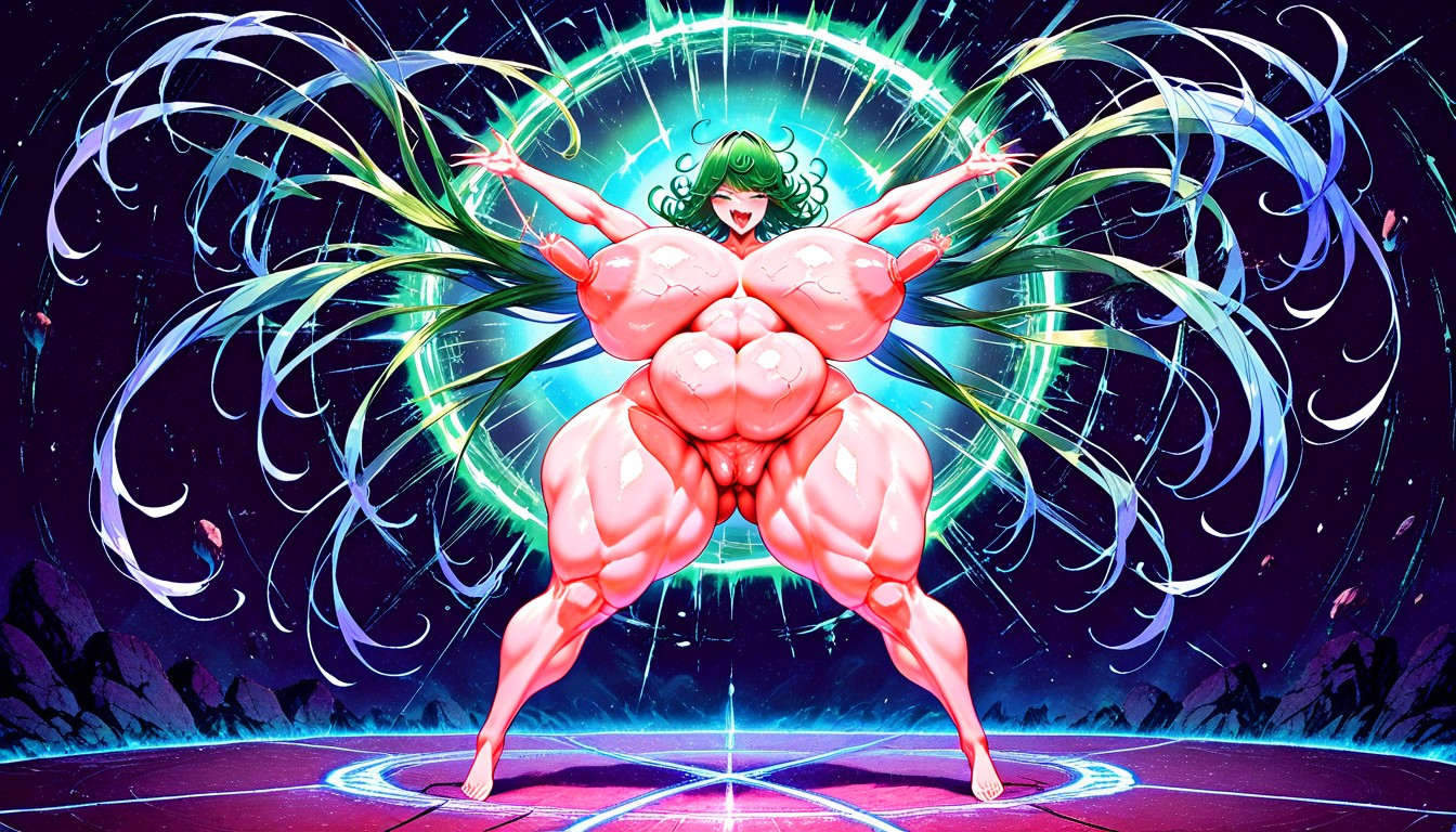 Full Body, Happy, Hyper Impossibly Wide Hips And Thighs Hentai AI Porn