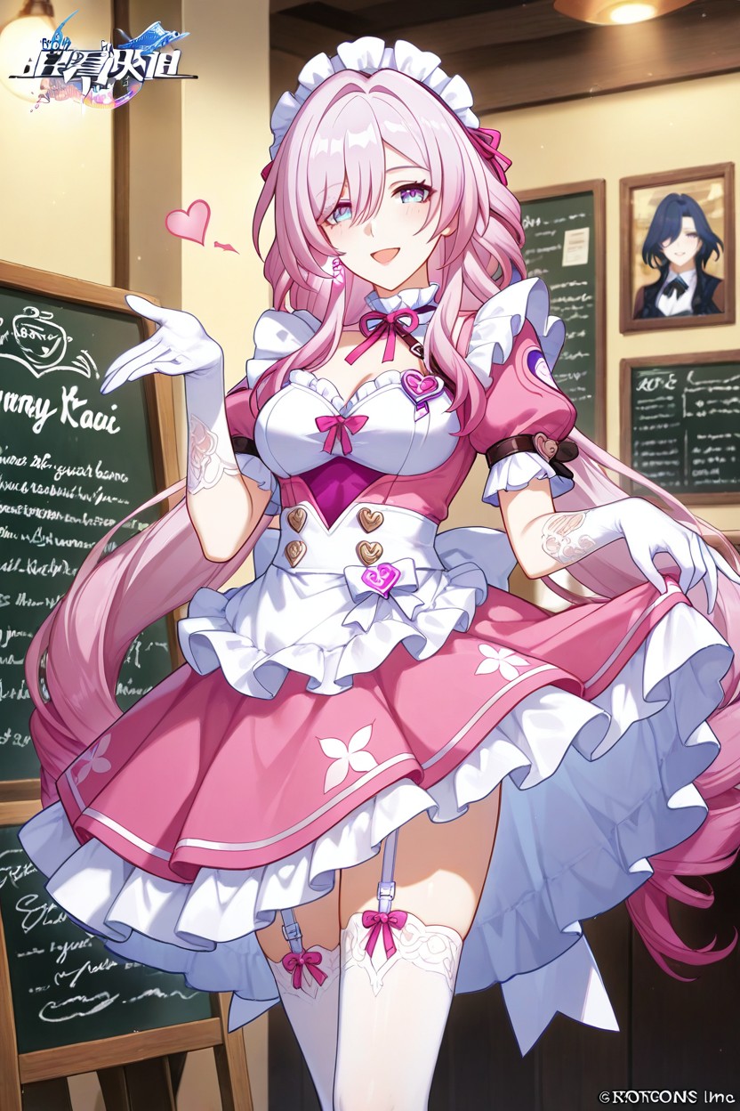 Wearing Pink Color French Maid Outfit, Medium Ass, Glad Hentai AI Porn