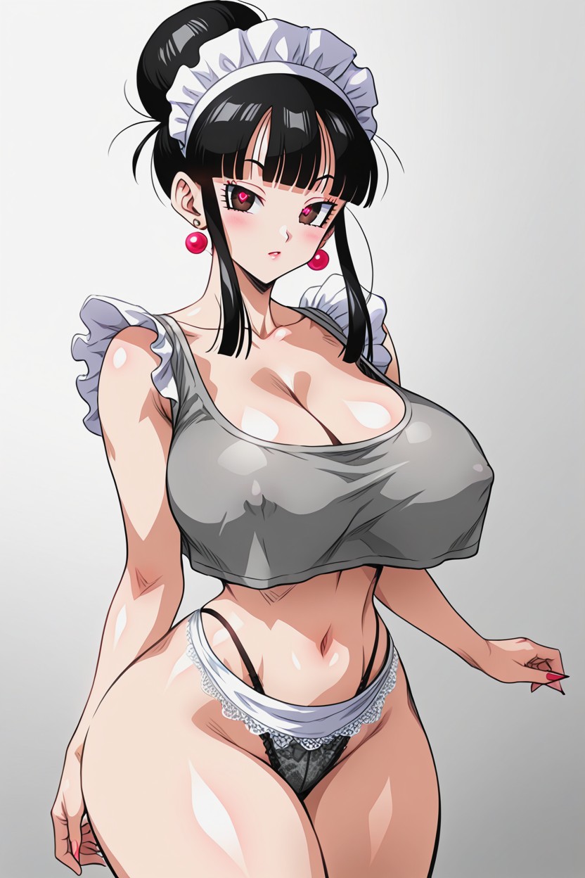 Huge Covered Boobs, Thick Thighs, Messy Hair Hentai AI Porn