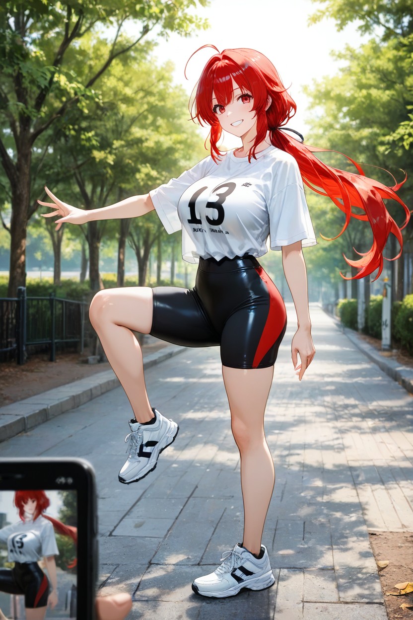 Low Ponytail, Park, Beautiful Hentai AI Porn