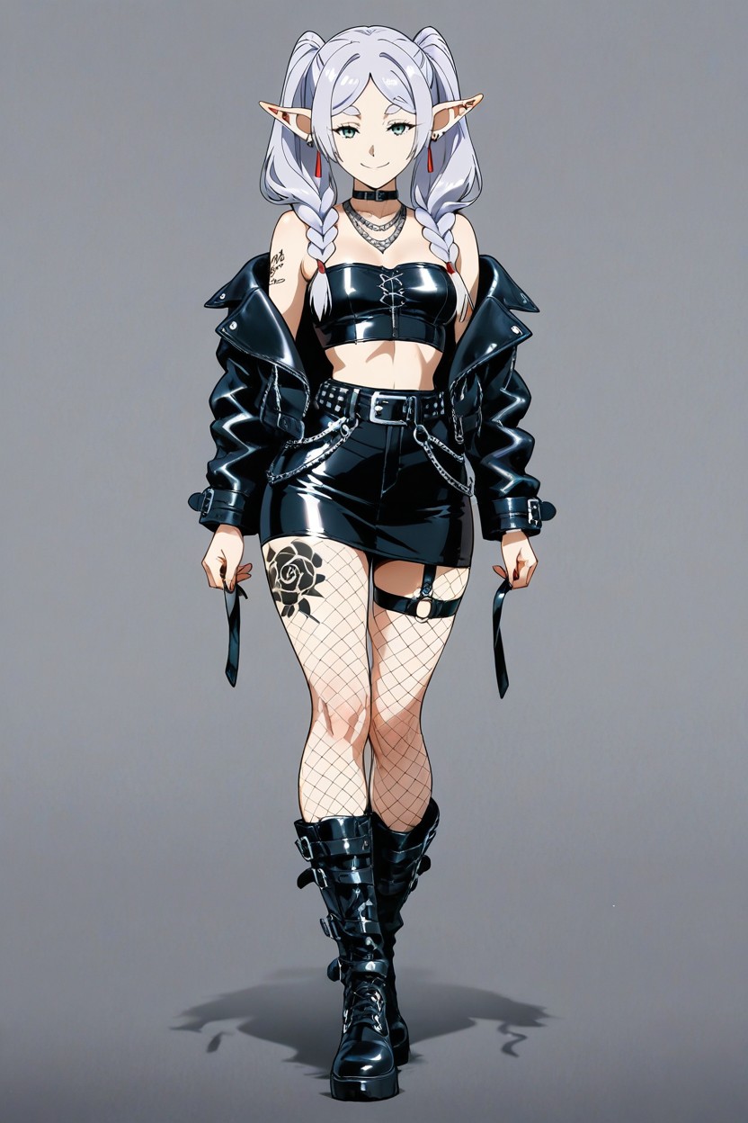 Silver Chain Accessories, Exposed Shoulder, Tube Top Hentai AI Porn